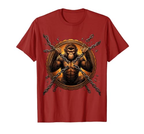Mademark Monkey Breaking Chain Sobriety Freedom Graphic T-Shirt - Men - size chart