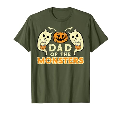 Mens Halloween Shirts For Dad Daddy Papa Men Halloween Dad of Monsters Funny Family Costume Papa Daddy T-Shirt - size chart
