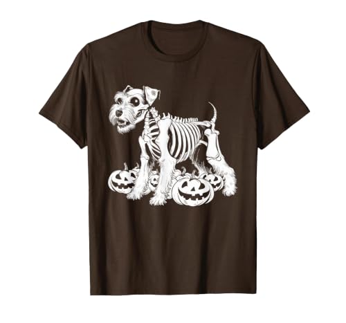 Miniature Schnauzer Lovers Halloween Dog Costume Miniature Schnauzer Skeleton Birthday Halloween Mens Womens T-Shirt - size