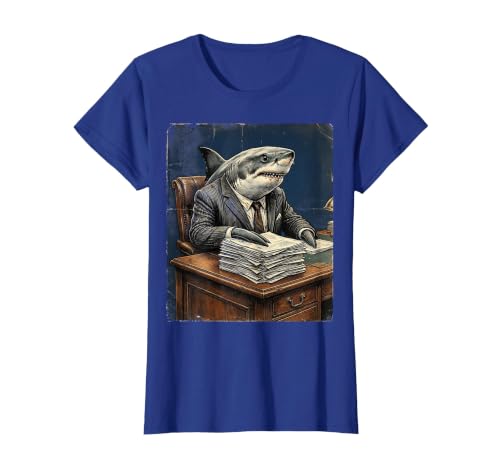 Mademark Shark In A Business Suit Office Funny Graphic T-Shirt - size chart
