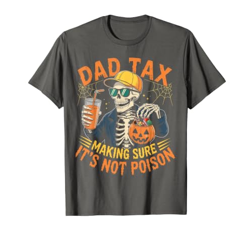 Dad Tax Halloween Pumpkin Candy Art Dad Tax Halloween Pumpkin Candy Funny Skull Men Dad Joke T-Shirt - size chart