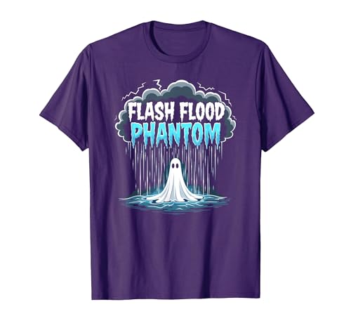 Mademark Halloween Weather Flash Flood Phantom Spooky Storm T-Shirt - size chart