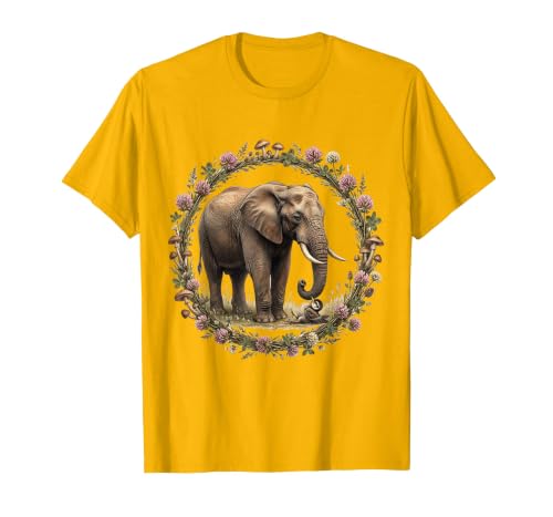 Mademark Be Kind Elephant Nudging Baby Bird Illustration T-Shirt - size chart