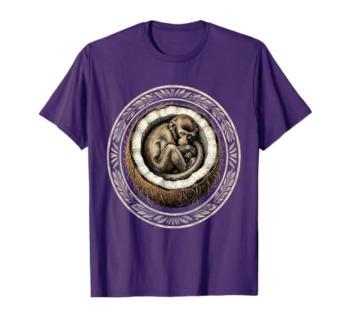 Mademark Cozy Monkey Curled in a Coconut Shell T-Shirt - Men - size chart