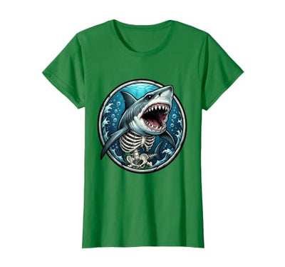 Glowing Skeleton Shark Deep Sea Illustration T-Shirt
