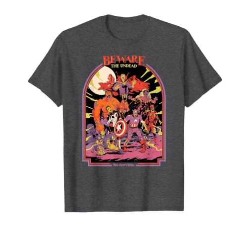 Marvel Zombies Beware the Undead We Don’t Bite Halloween T-Shirt - size chart