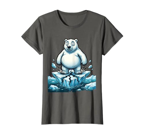 Mademark Polar Bear on Cracking Ice Floe Illustration T-Shirt - size chart