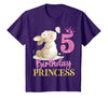 Kids 5th Birthday Rabbit Princess Girl Bunny 5 Years Old T-Shirt — design detail