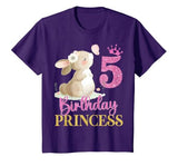 Kids 5th Birthday Rabbit Princess Girl Bunny 5 Years Old T-Shirt — design detail