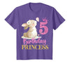Kids 5th Birthday Rabbit Princess Girl Bunny 5 Years Old T-Shirt — design detail