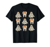 Dentist Dental Halloween Costume Tee Gifts Floral Ghost Teeth Dental Dentist Halloween Costume T-Shirt - size chart