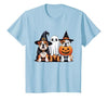 English Bulldog Halloween Funny Dog Lover Pumpkin Witch T-Shirt - size chart