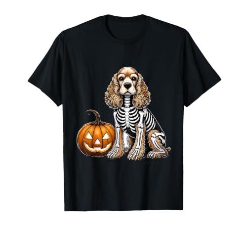 Spooky Cocker Spaniel Skeleton Costumes Halloween Cocker Spaniel Skeleton Jack O Lantern Funny Dog Halloween T-Shirt - size