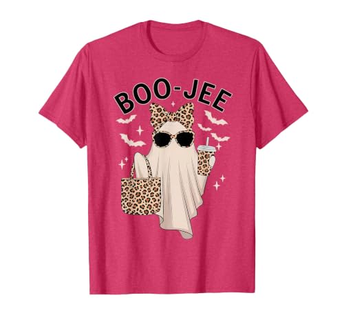 Halloween Boo-Jee Leopard Ghost Coquette Bow Coquette Leopard Ghost Coffee Boo-JEE Halloween Boujee Ghost T-Shirt - size