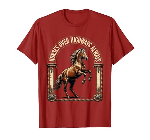 Mademark Horses Over Highways Always Equestrian Design T-Shirt - Men - size chart