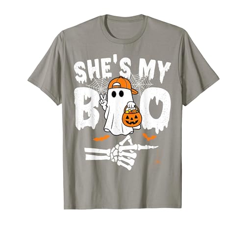 Funny Couples Halloween Matching Couple Outfits He's My Boo Matching Couple Halloween Couples She's My Boo T-Shirt - size