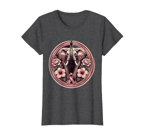 Mademark Elephant Pink Flowers Breast Cancer Awareness T-Shirt - Women - size chart