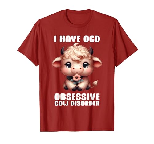 Funny Cow Apparel I Have OCD Obsessive Cow Disorder Cow Lover Farmer T-Shirt - size chart