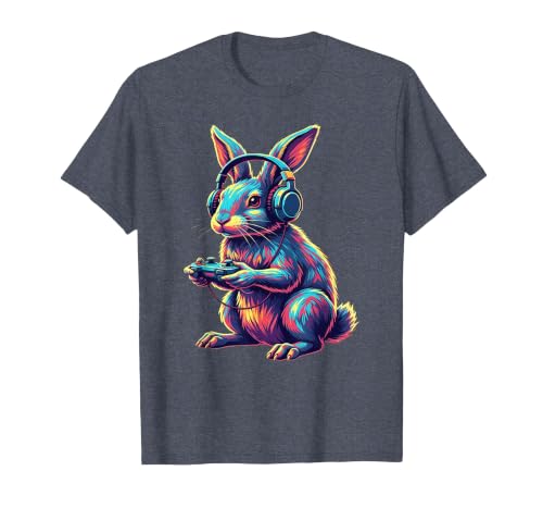 Rabbit Gaming Animal Video Games Funny Rabbit T-Shirt — design detail