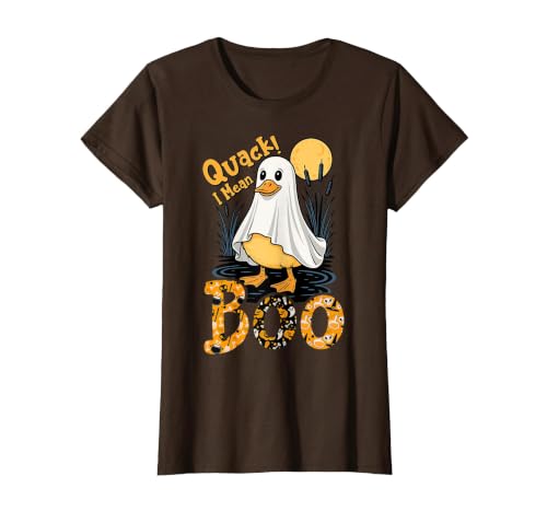 Duck Halloween Gifts Co. Quack I Mean Boo Duck Trick or Treat Spooky Halloween Party T-Shirt - size chart