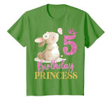 Kids 5th Birthday Rabbit Princess Girl Bunny 5 Years Old T-Shirt — design detail
