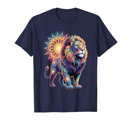Cosmic Animal Mandala Sacred Geometry Collective Sacred Geometry Lion Mandala T-Shirt - size chart