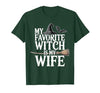 Cute Spooky Season Party Trick-or-treating Custume My Favorite Witch is My Wife Funny Halloween Husband Couple T-Shirt -