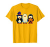 Nerrrdy Penguin Witch Ghost Pumpkin Men Women Kids Funny Halloween T-Shirt - size chart