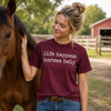 Nusyouc Life Happens Horses Help Equestrian T-Shirt Vintage Horse Lover T Shirt Tops - size chart