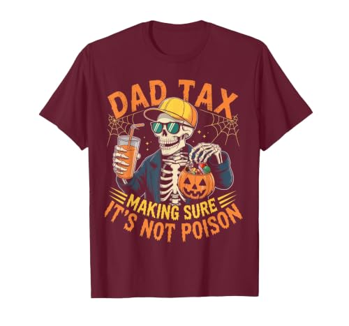 Dad Tax Halloween Pumpkin Candy Art Dad Tax Halloween Pumpkin Candy Funny Skull Men Dad Joke T-Shirt - size chart