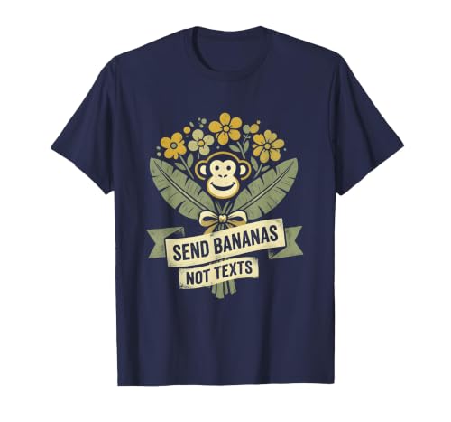 Mademark Send Bananas Not Texts Funny Monkey Design T-Shirt - Men - size chart