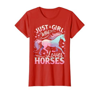 Funny Horse Lovers Just a Girl Who Loves Horses T-Shirt - size chart