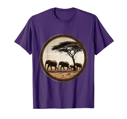 Mademark Elephant Herd Crossing Dusty Savanna Plains T-Shirt - Men - size chart