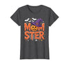 Mom-ster Halloween Funny Witch Hat Pumpkin Mom Momster Mom Mommy Matching Family Halloween Costume Women T-Shirt - size chart