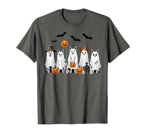 Spooky Dog Lovers Haunted Halloween Designs Halloween Ghost Dogs Pumpkin Candy Party Costume T-Shirt - size chart