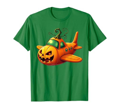 Funny Halloween Airplane Costume for Kid Boy Funny Airplane Pumpkin Pilot Lovers Halloween Mens Boys Kids T-Shirt - size