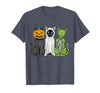 Halloween Tees for Women Men Kids Skeleton Cat Pumpkin Ghost Halloween Kitty Meow Girl Boy Kid T-Shirt - size chart