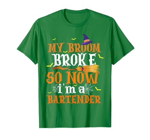My Broom Broke So I Became A Bartender Halloween Costume T-Shirt - size chart