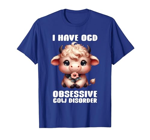 Funny Cow Apparel I Have OCD Obsessive Cow Disorder Cow Lover Farmer T-Shirt - size chart