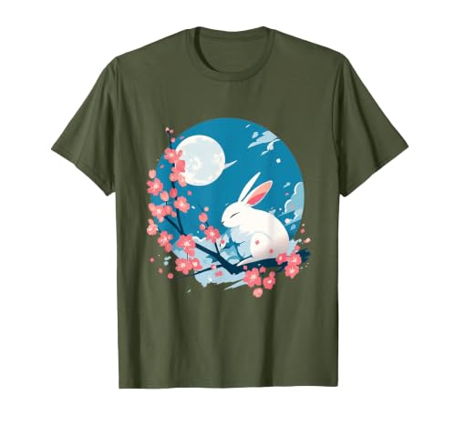 Bunny Rabbit Amidst Blossoms: Spring's Gentle Whisper T-Shirt — design detail