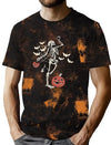 CAZYCHILD Halloween Shirts for Men Funny Halloween Pumpkin Shirt Dancing Skeleton Tee - size chart