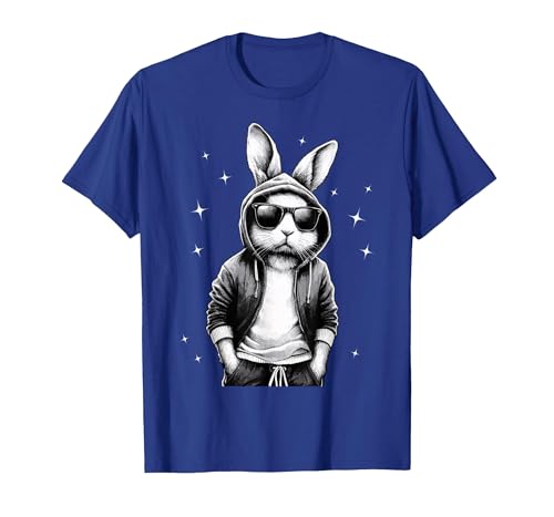 Bunny Face with Sunglasses Rabbit for Boys Men Kids T-Shirt — design detail