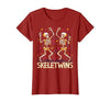 Spirit Week Twin Day Skeletwins Halloween Twins Dancing Skeletons Twins Halloween Matching Skeletwins T-Shirt - size chart