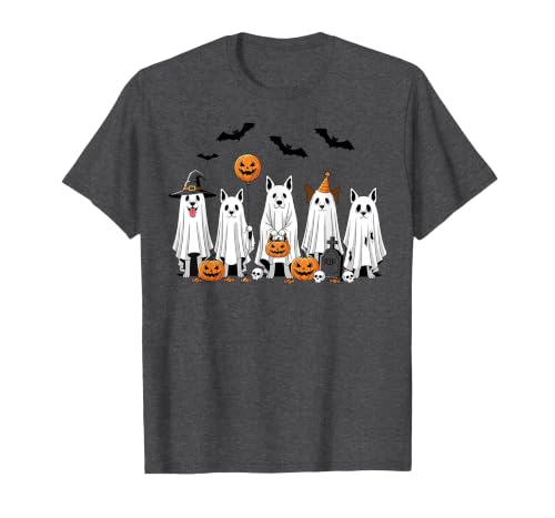 Spooky Dog Lovers Haunted Halloween Designs Halloween Ghost Dogs Pumpkin Candy Party Costume T-Shirt - size chart
