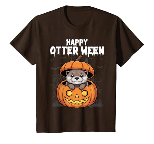 Otter Halloween Lover Gift Co. Happy Otter-Ween Lazy Halloween Costume Funny Animal Pun T-Shirt - size chart