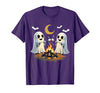 Halloween Tees and Spooky Ghosts Designs Ghosts Roasting Marshmallows Halloween Night Cute Novelty T-Shirt - size chart