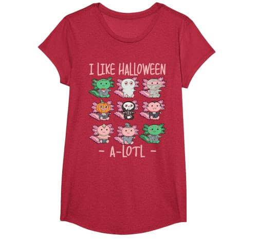 Cute Halloween Axolotl Scary Costumes Apparel Co Funny Axolotl I Like Halloween A-Lotl Axolotl Halloween T-Shirt - size chart