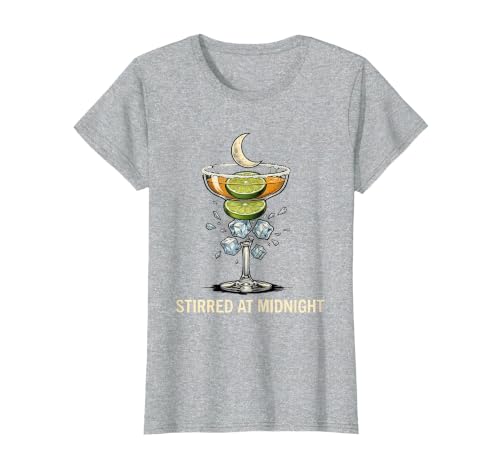 Mademark Stirred At Midnight Witch Halloween Cocktail Margarita Lover T-Shirt - size chart