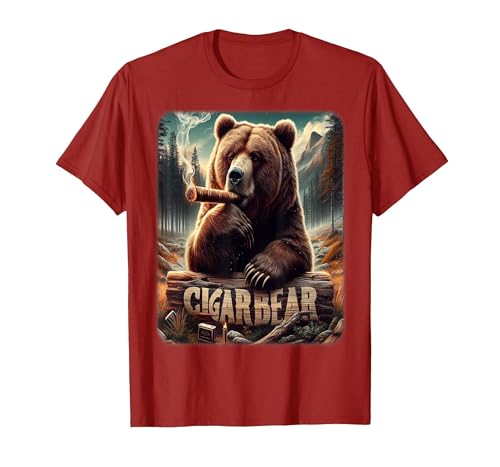 CigarKurt Cigar Smoking Cigar Bear T-Shirt - size chart