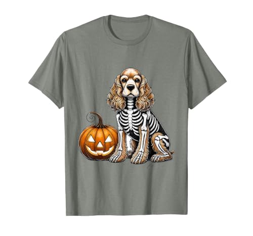 Spooky Cocker Spaniel Skeleton Costumes Halloween Cocker Spaniel Skeleton Jack O Lantern Funny Dog Halloween T-Shirt - size